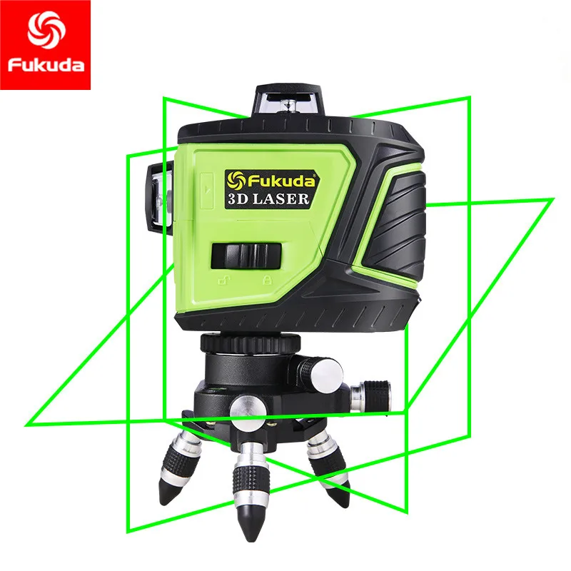 Fukuda Brand 12Lines 3D MW-93T-3G Laser Level Self-Leveling 360 Horizontal And Vertical Cross green Laser Beam