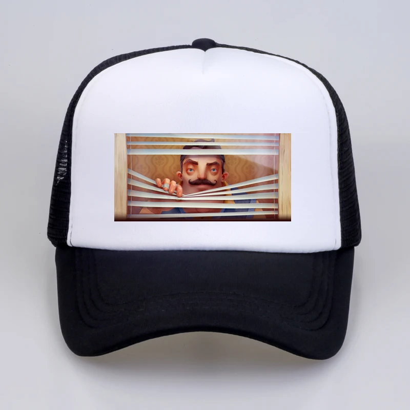 

Cartoon Hello Neighbor Game Pattern Baseball caps Fans Cap Cool Summer Mesh Net Trucker Caps Hat Snapback