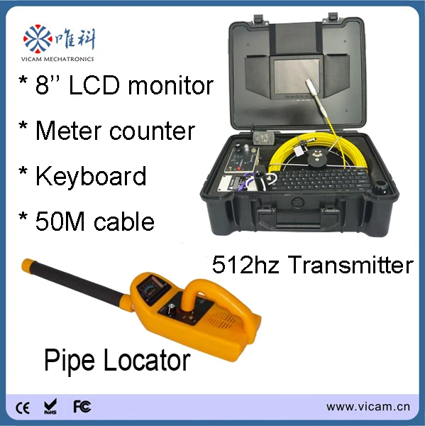 

Vicam pipeline camera 50m pipe locator plumbing equipment sonde 23mm drain video camera for sewer V8-3188TC