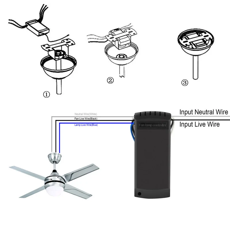 Universal Ceiling Fan Light Lamp Switch Wireless Remote Control Kit Transmitter+Receiver 110V -- JDH99 alloyseed universal ceiling fan light timing wireless remote control receiver speed controller switch kit