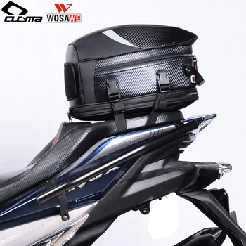 

WOSAWE Motorcycle Tail Bags Multi-functional PU Waterproof Motocross Motorbike Helmet Bag Hard Case MOTO Rear Seat Bag Pack 55L