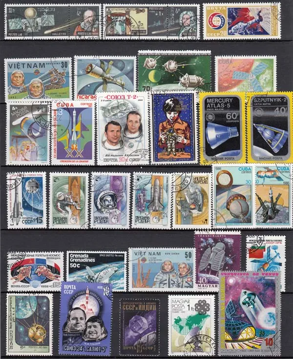 50Pcs/Lot Astronaut Space Satellite All Different From Many Countries NO Repeat Unused Postage Stamps for Collecting