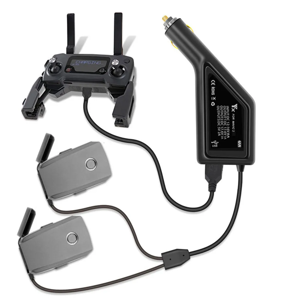 3 in 1 Car Charger DJI Mavic 2 Car Charger Battery Charging USB Port Remote Control Charge For DJI Mavic 2 Pro Zoom Charger Hub-2