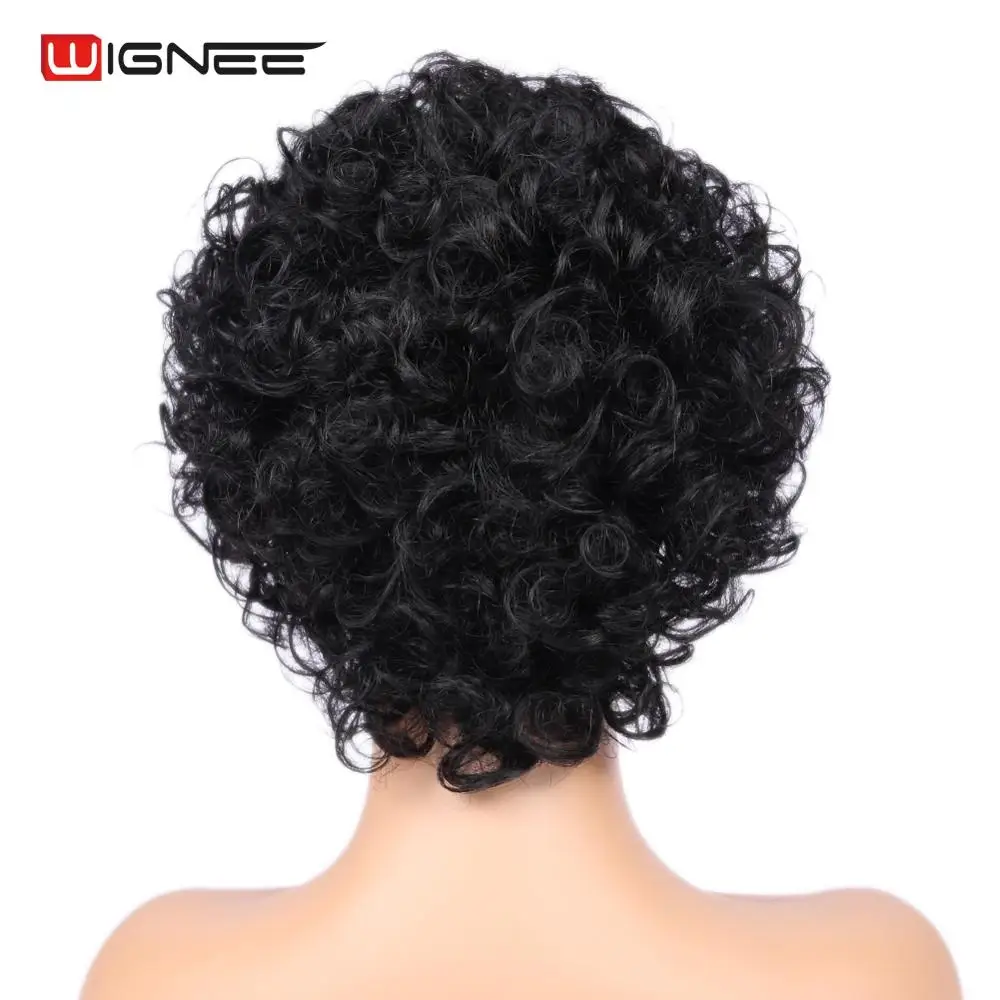 Wignee Brazilian Human Hair Wigs For Black/White Women 150% High Density Short Jerry Curl Remy Hair Machine Made Curly Human Wig