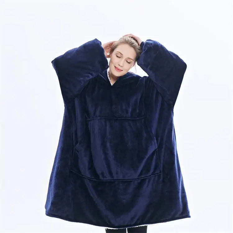 Winter Thick Comfy TV Blanket Sweatshirt Solid Warm Hooded Blanket Adults and Children Fleece Weighted Blankets for Beds Travel