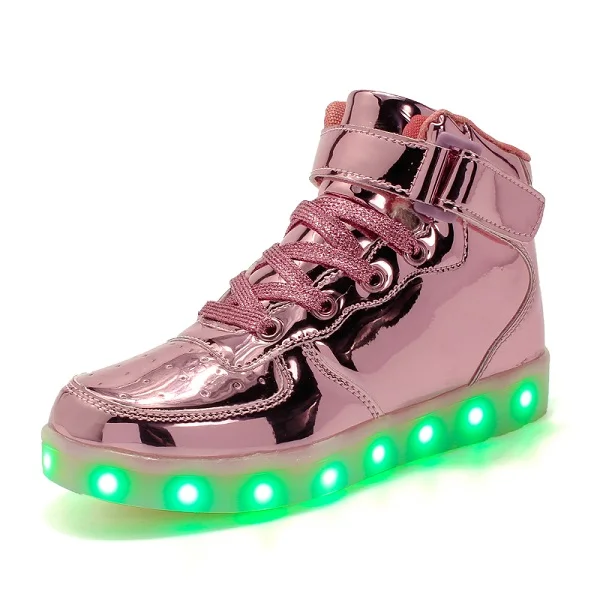 СВЕТОДИОДНЫЙ детская обувь новая зарядка через usb из сетчатого материала; с светильник для маленьких девочек возрастом Повседневное мальчики и девочки светящиеся кроссовки светящиеся туфли enfant - Цвет: Pink