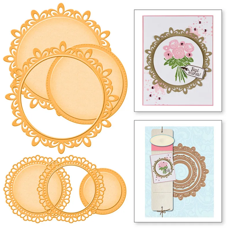 

Naifumodo 4Pcs/lot Metal Cutting Dies Scrapbooking for Card Making DIY Embossing Cuts New Craft Die Round Pattern Ring Frame