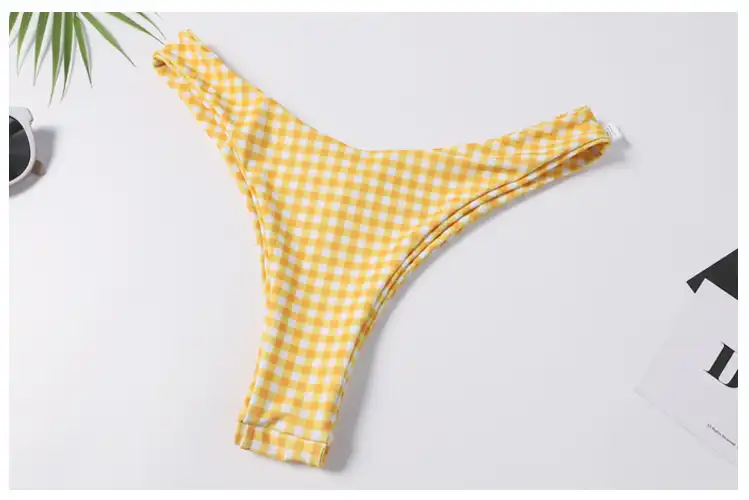 yellow plaid bathing suit