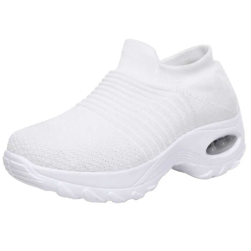 SAGACE/кроссовки; женская повседневная обувь из дышащего сетчатого материала; женские кроссовки на толстой платформе без застежки; женская обувь;# 4Z - Цвет: White