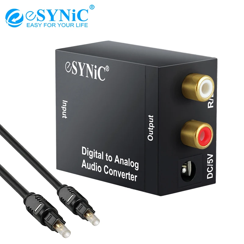 

eSYNiC Analog to Digital DAC Converter Optical Coax RCA Toslink Audio Sound Adapter SPDIF Adaptor for Apple TV for Xbox 360 DVD