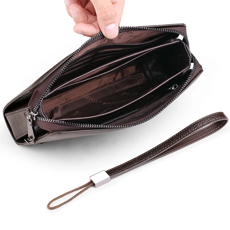 WILLIAMPOLO lock Wallet Genuine Leather Mens Clutch Wallet With Coded Lock Men Wallet Business Man Clutch Purse Mens  PL286 2