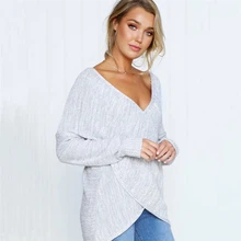 2019 New Women's Autumn Criss Cross Sweater Loose V-Neck Female Pullover Fashion knitted Sweater Long Sleeve Casual Clothes 2019 New Women's Autumn Criss Cross Sweater Loose V-Neck Female Pullover Fashion knitted Sweater Long Sleeve Casual Clothes