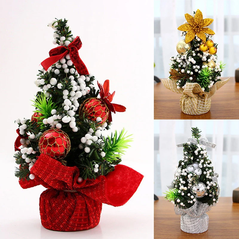 Mini 20cm Christmas Tree Decor Table Desk Decor Small Party Xmas Ornaments Gift