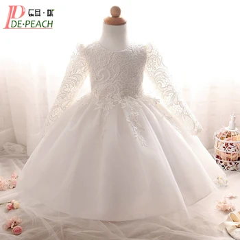 

2018 Winter Baby Girl Lace Dress Long Sleeve Baby Baptism Dresses 1 Year Birthday Christening Gown Infant Vestidos Baby Dress
