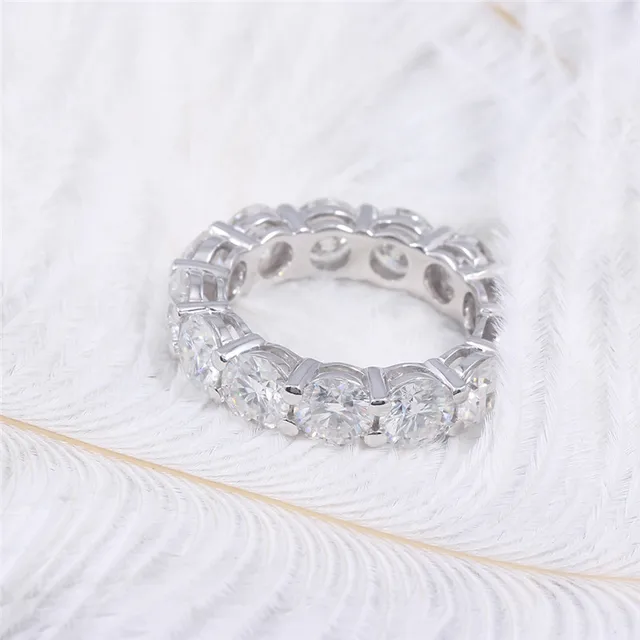 Vecalon 925 Sterling Silver Eternity ring 6mm 5A Zircon Sona Cz Engagement wedding Band rings for women Bridal Finger Jewelry