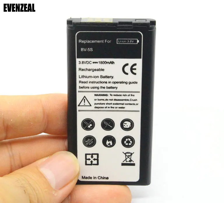 EVENZEAL 1x Сменный аккумулятор для телефона Nokia X2 X2DS RM-1013 1013X + X Plus BV 5S/BV-5S/BV5S 1800 мАч |