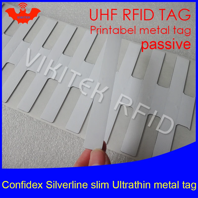 UHF RFID Анти металлический тег confidex silverline slim 915 МГц 868 Impinj Monza4QT EPCC1G2 6C печатная ПЭТ Пассивная этикетка для