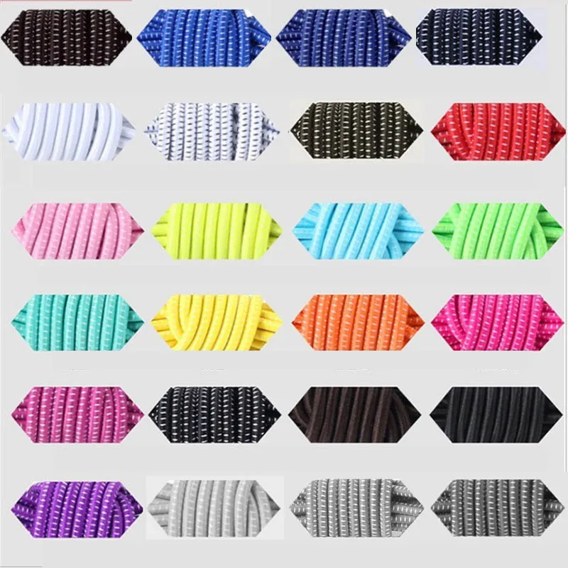 1 Pair Round Colored Fashion Lace Color Rope Adult Child Safety Elastic Lace-free Lace Lazy Shoelace Strings Rubber Adjustable