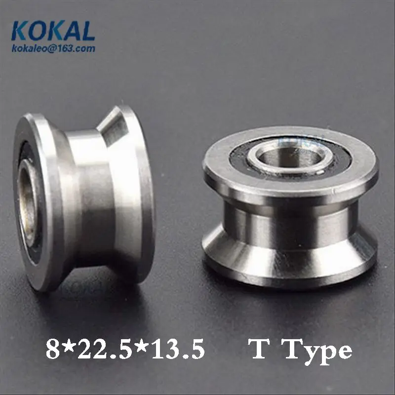 

[T0822-13J]1PCS high loading T type U Groove ball bearing wheel pulley guide wire ball roller inner 8mm steel roller wheel