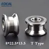 [T0822-13J]1PCS high loading T type U Groove ball bearing wheel pulley guide wire ball roller inner 8mm steel roller wheel ► Photo 1/3