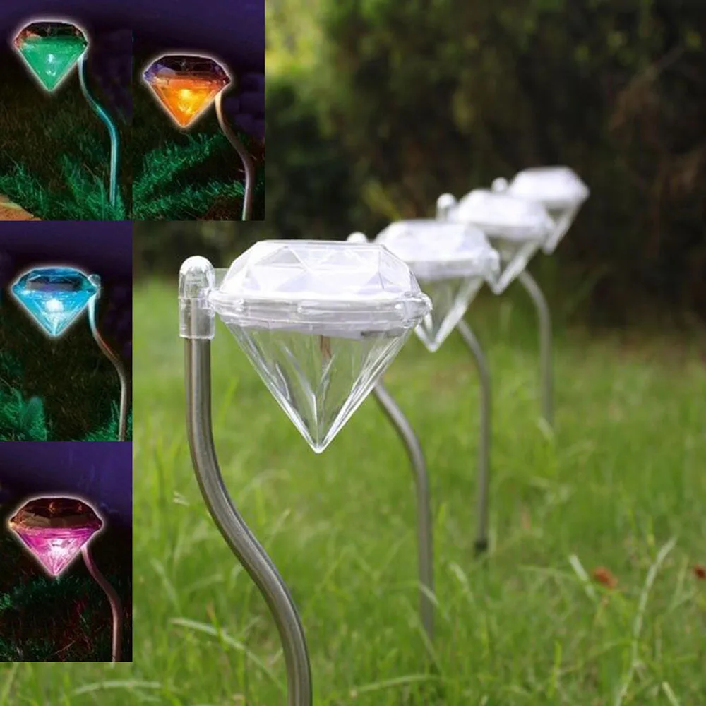4 Pcs/Lot Solar Diamond LED Spot Lights Stainless Steel Garden Path Lawn Landscape Lamps Led Light|Газонные лампы| |