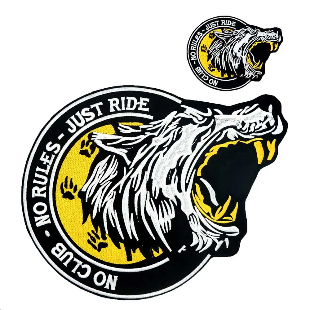 

no club wolf Back PATCH Embroidered punk biker Patches Clothes Stickers Apparel Accessories Badge