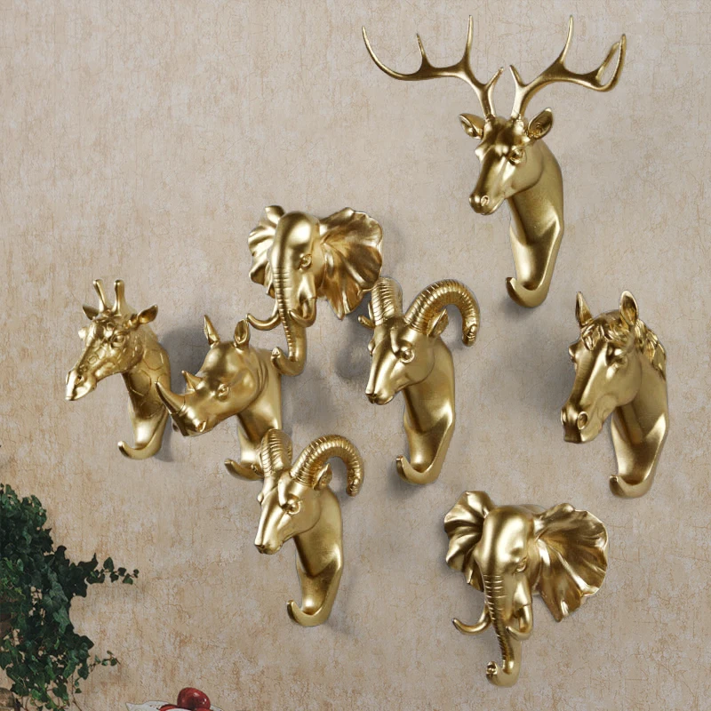 Pure-color-black-white-gold-animal-head-hook-resin-craft-key-cap-clothes-claw-3D-animal (2)