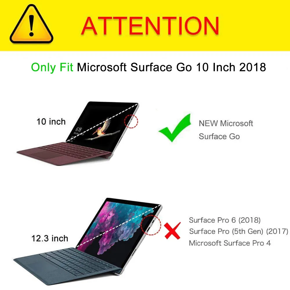 Чехол для Microsoft Surface Go 10 дюймов 2018 с держателем ручки 360 Вращающийся