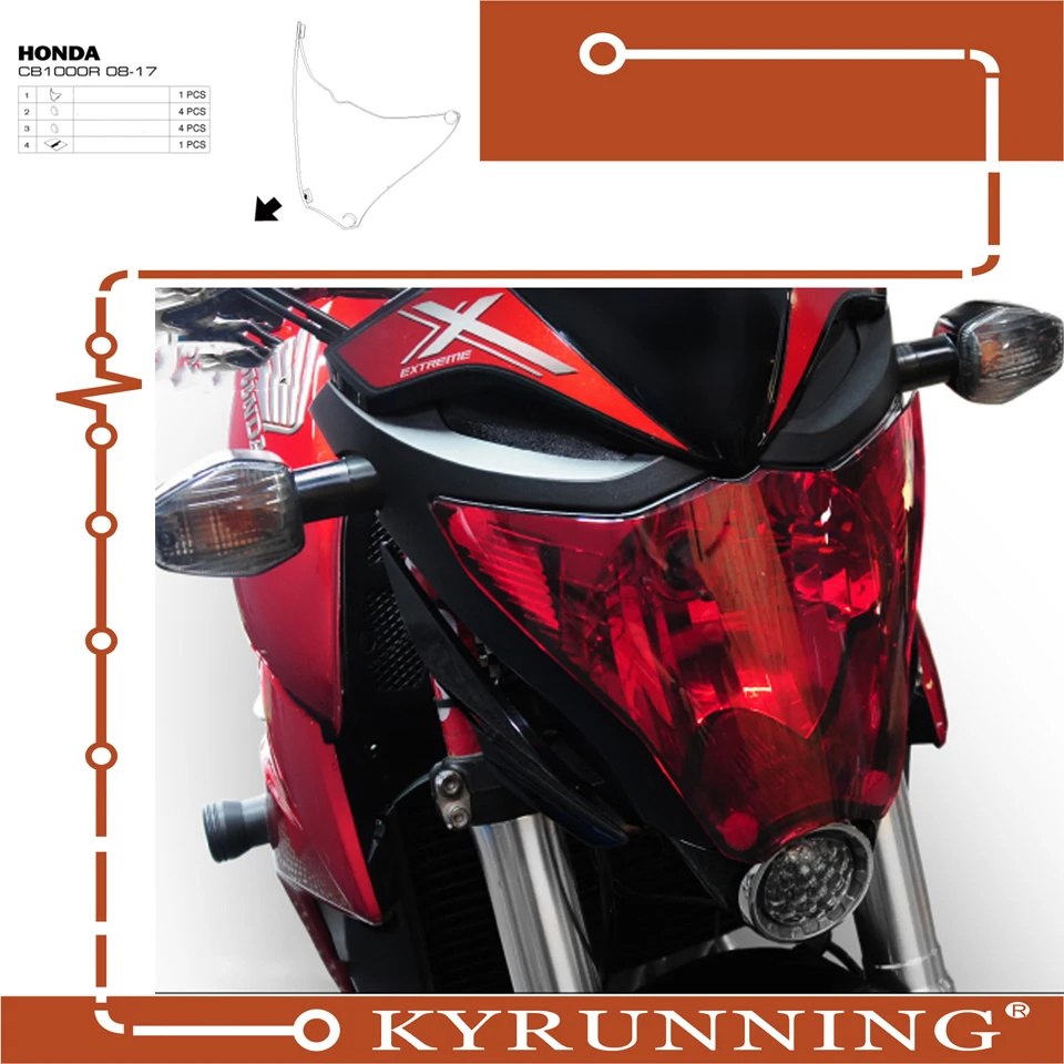 

Teng Worship FOR HONDA CB1000R CB 1000R CB1000 R 2008-2017 motorcycle Headlight Protector Cover Shield Screen Lens