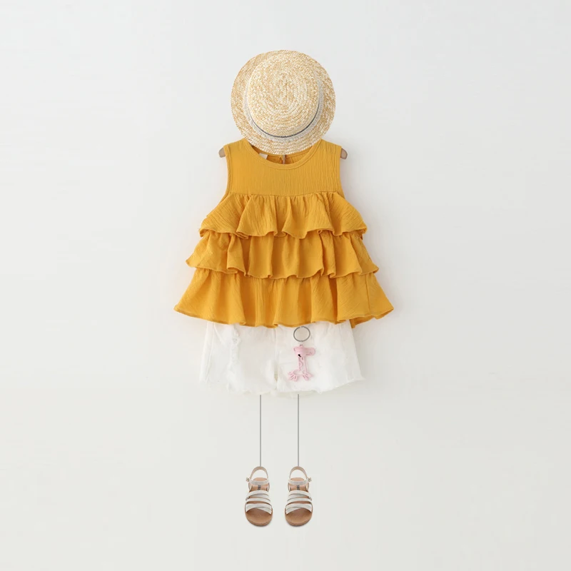 

Girl's suit Yang mei baby clothes 2017 summer baby layer cake coat + cut-off two-piece outfit