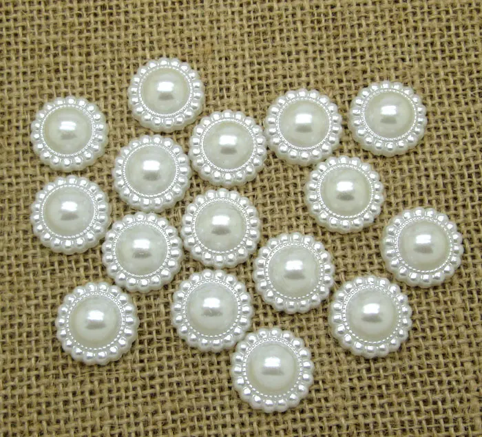 

50Pcs White Round Flower Pearl Decoration Crafts Flatback Cabochon Scrapbooking Embellishments Beads Kawaii Diy Accessories