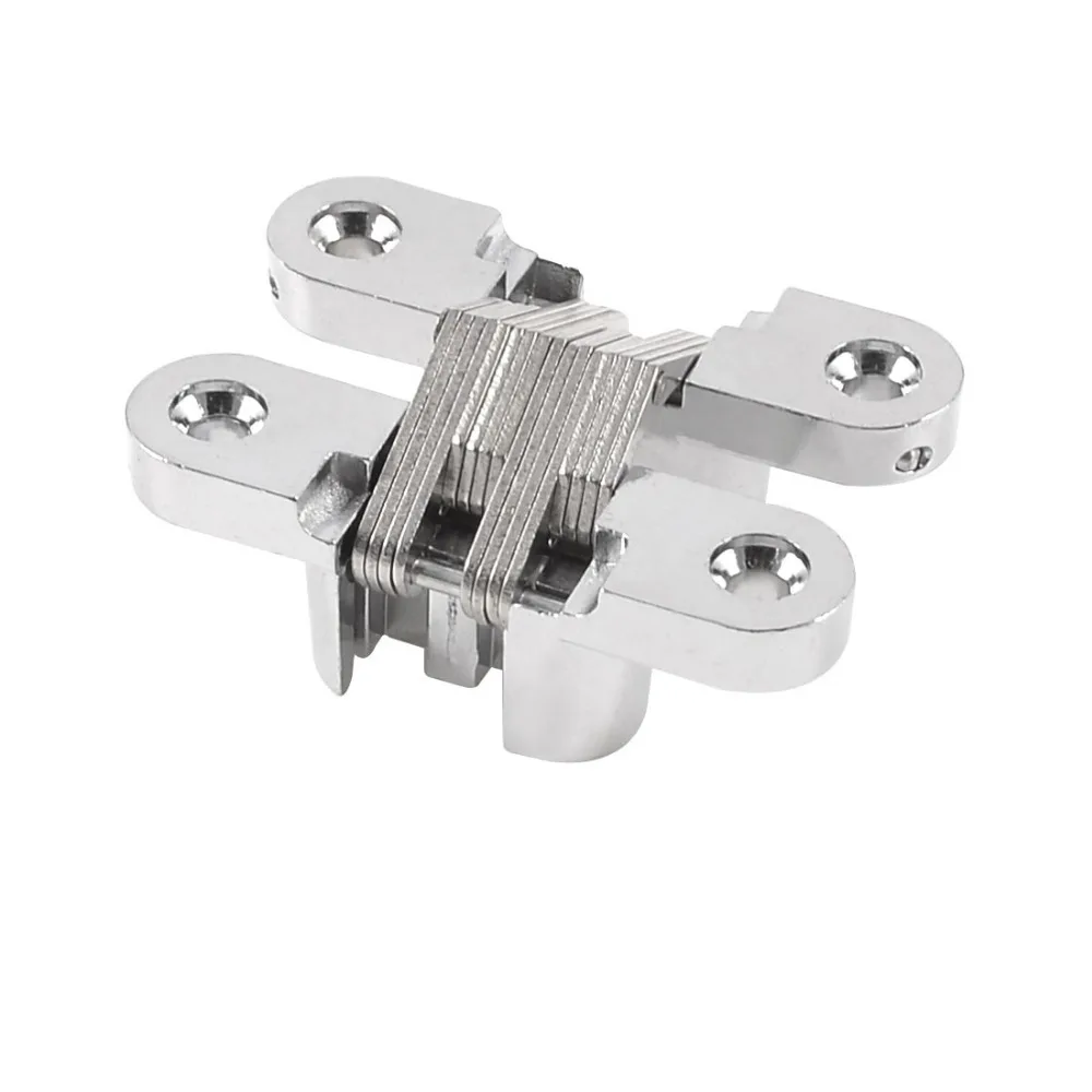 

UXCELL Furniture Metal 61mm/2.4'' Length 5mm/ 0.2" Cross Hinge For Folding Sliding Door for Door Round Corner Silver Tone