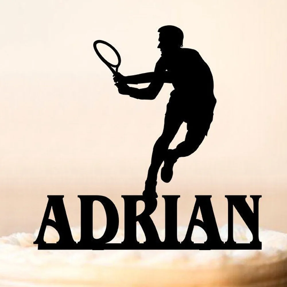 Custom name Happy Birthday Cake Topper,Male Tennis Cake Topper,Sports Birthday Party,interesting  Party Decor Supplies