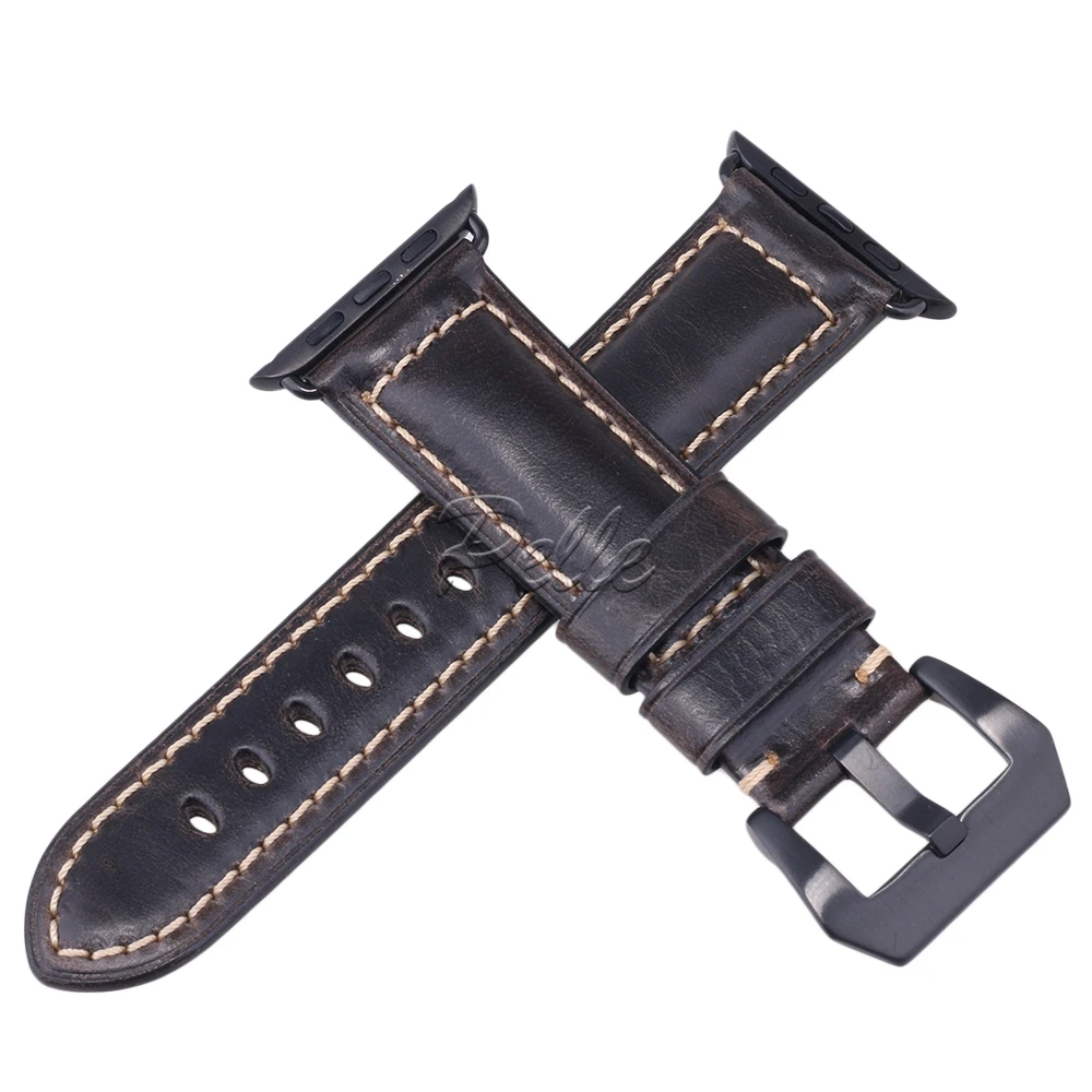 Пелле натуральная заменитель кожаного ремешка совместимый для 42 мм, 38 мм, версия наручных часов iwatch Apple Watch S1 S2 S3 S4, черные, с ремешками на