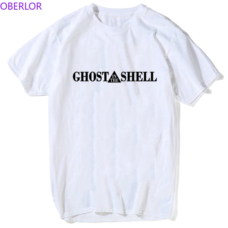 

Ghost In The Shell Tee Shirt Mens Cotton Comfortable Letter Plus Size T-Shirts Homme O-Neck Short Sleeve Simple Style T Shirts