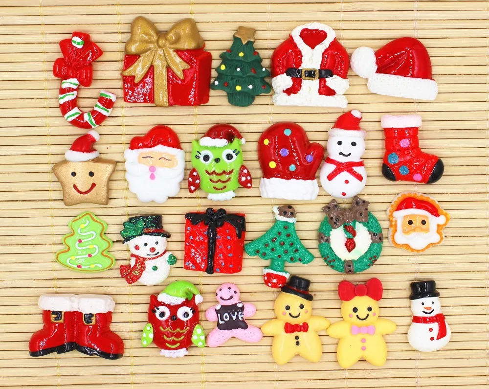 

50pcs/lot DIY resin cabochons Christmas items accessories flat back resin flowers mix colors about 25mm