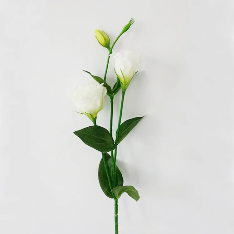 Шелковые цветы 3 головы Эустома искусственные растения 65 см домашнее украшение Искусственные цветы «сделай сам» Свадебные Центральные элементы - Цвет: white