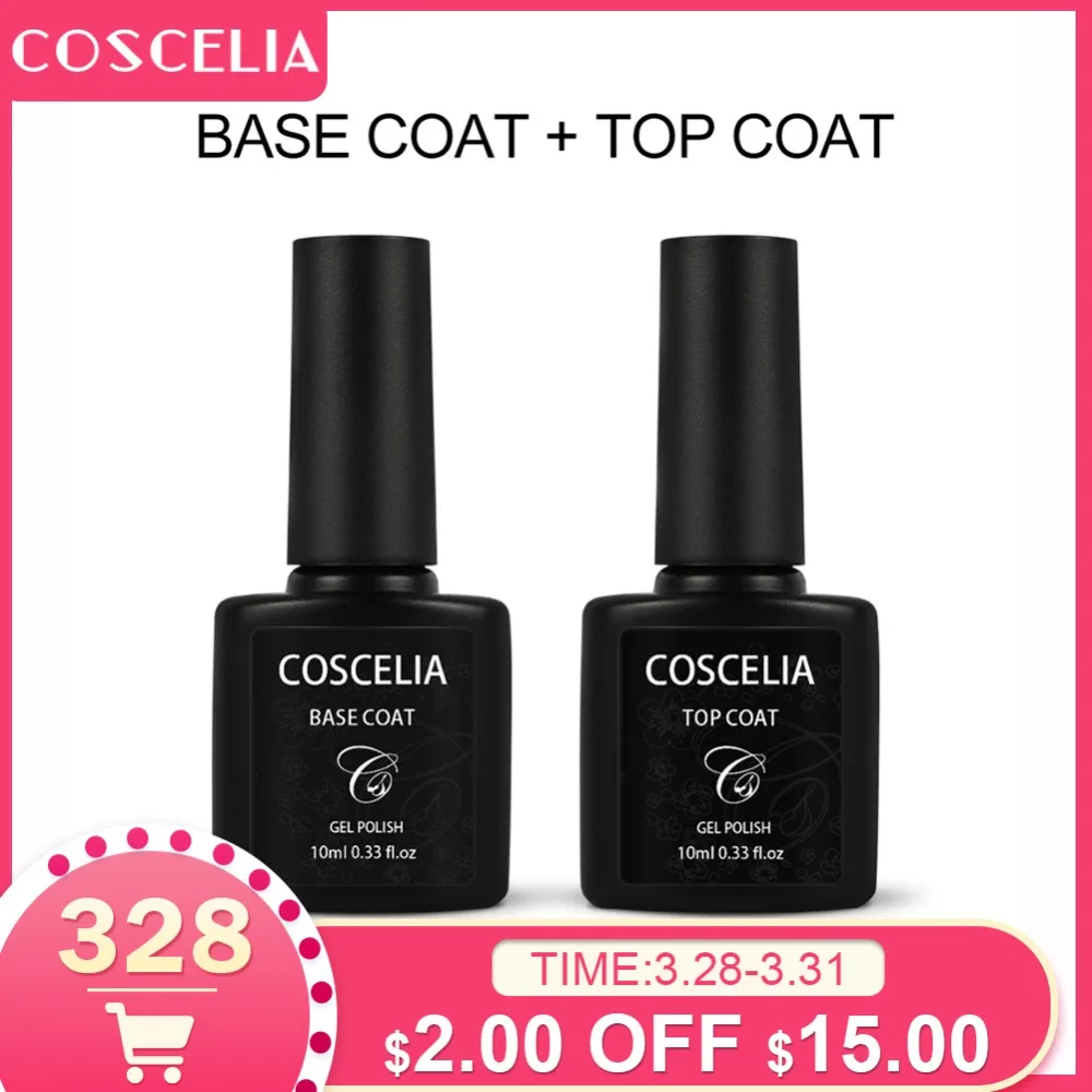 

Top And Base 2PC Primer Base Coat Top Coat For Soak Off UV Nail Gel Polish Long Lasting No Wipe Top Color Gel Polish
