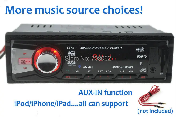 Стиль автомобиля Радио стерео плеер Bluetooth телефон AUX-IN MP3 FM/USB/1 Din/пульт дистанционного управления для iPhone/samsung Android 12 V