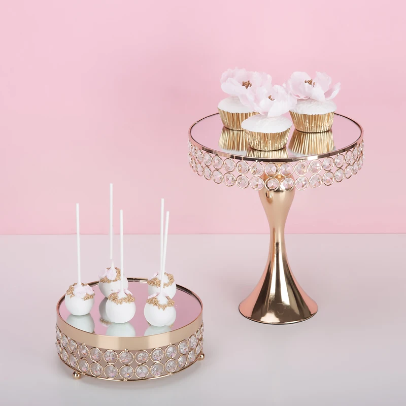 Новое поступление Золотая Хрустальная подставка для торта набор гальванических золотых зеркал лицо помадка кекс сладкий стол конфеты бар украшение стола