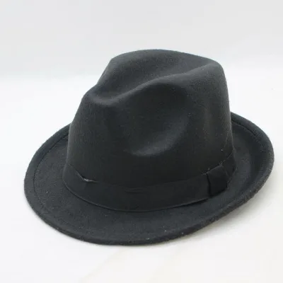 black Искусственная шерсть Fedora Шляпа Дерби Шляпа Fedora Войлок Billycock шапки зимняя мода Котелок Головные уборы Шляпы Федора и трибли мужская шапка - Цвет: black