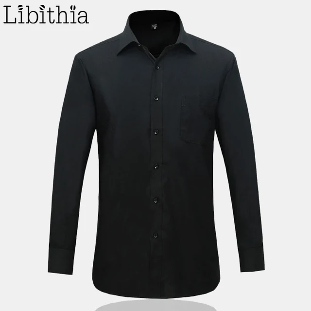 Mens Formal Dress Shirts Long Sleeve Slim Fit Solid Color Shirt Men