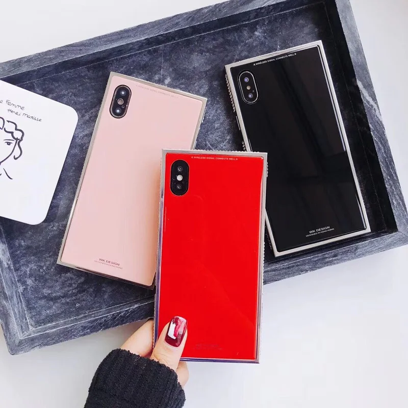 Роскошные закаленное Стекло телефона чехол для iPhone X квадратный ювелирное