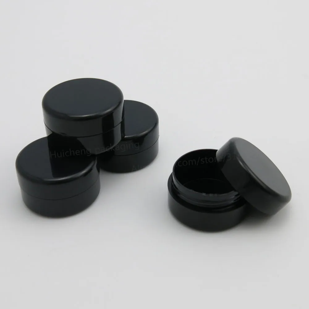 100 x 5G Travel Full Black Empty Plastic Cosmetic Jar 