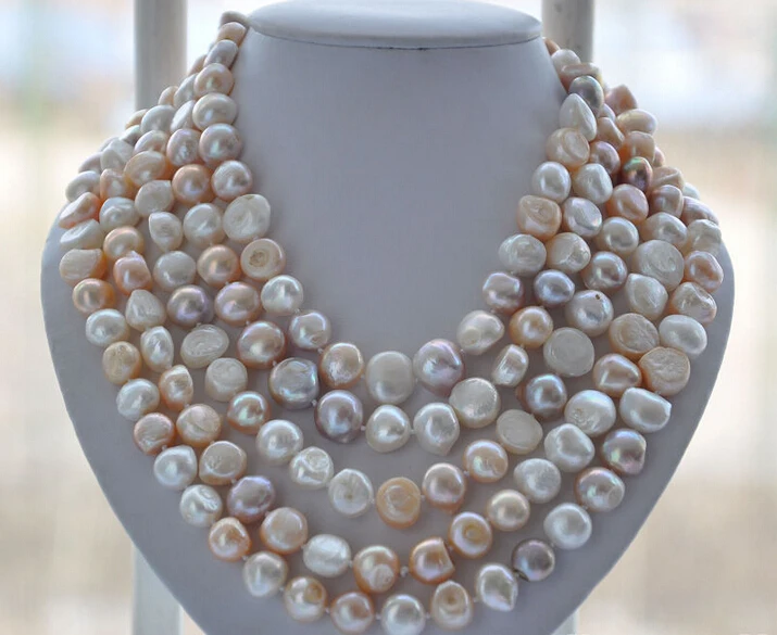 

1115 white pink lavender baroque FRESHWATER pearl necklace