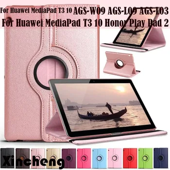 

360 Rotating Leather Case for Huawei MediaPad T3 10 AGS-W09 AGS-L09 AGS-L03 9.6 Tablet for Huawei T3 10 Honor Play Pad 2 9.6