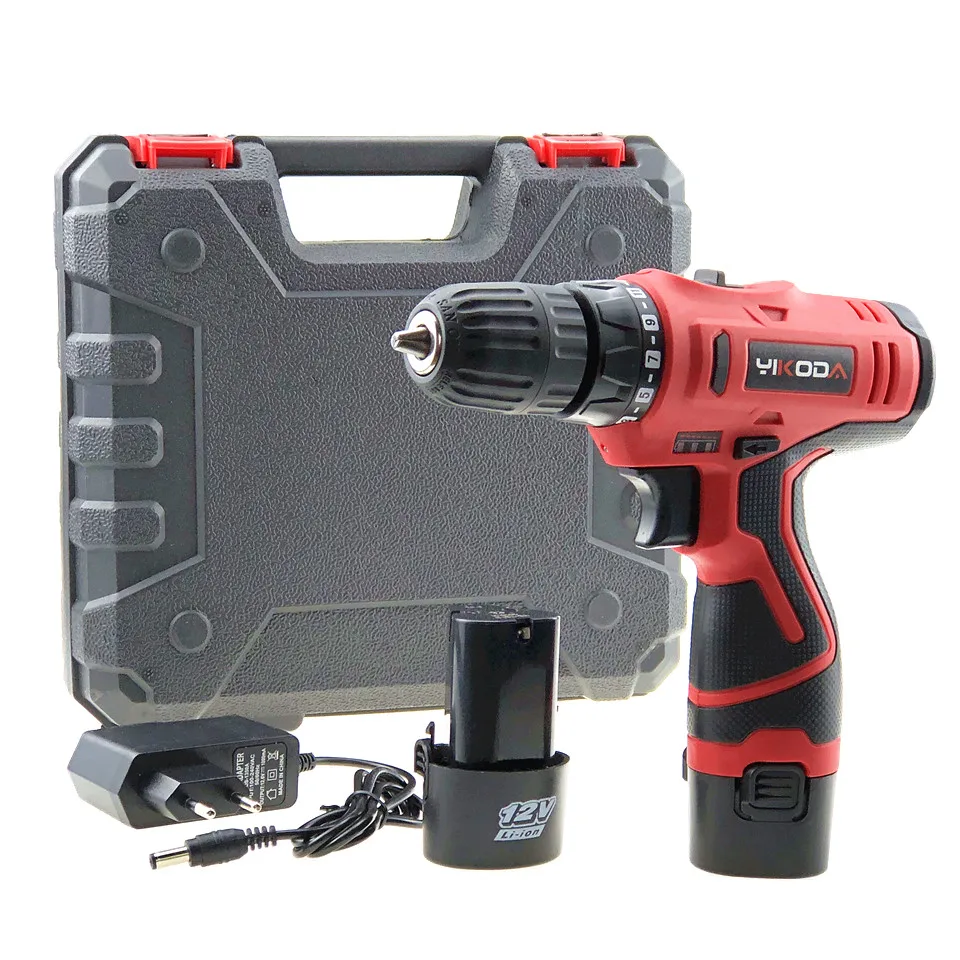 

12V Electric Screwdriver Rechargeable Lithium Battery*2 Household Two Speed Cordless Electric Drill Parafusadeira Power Tools