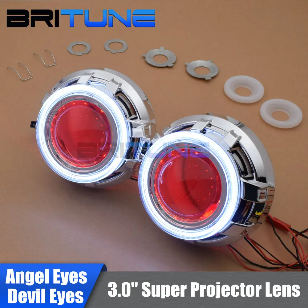 

Bi-xenon Lens Projector Headlight LED COB Halo Angel Devil Demon Eyes DRL 3.0'' H1 HID Lenses Retrofit Cars Accessories Style