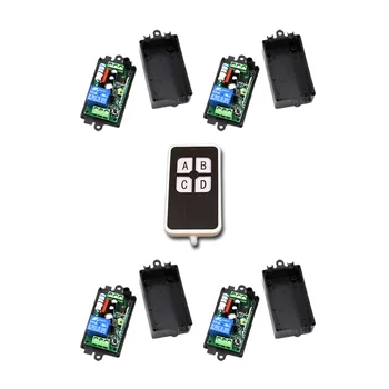 

New Arrival 110V 220V 1CH Wireless Remote Control Switch 1Transmitter with 4Buttons 4Receiver for Appliances Gate Garage Door
