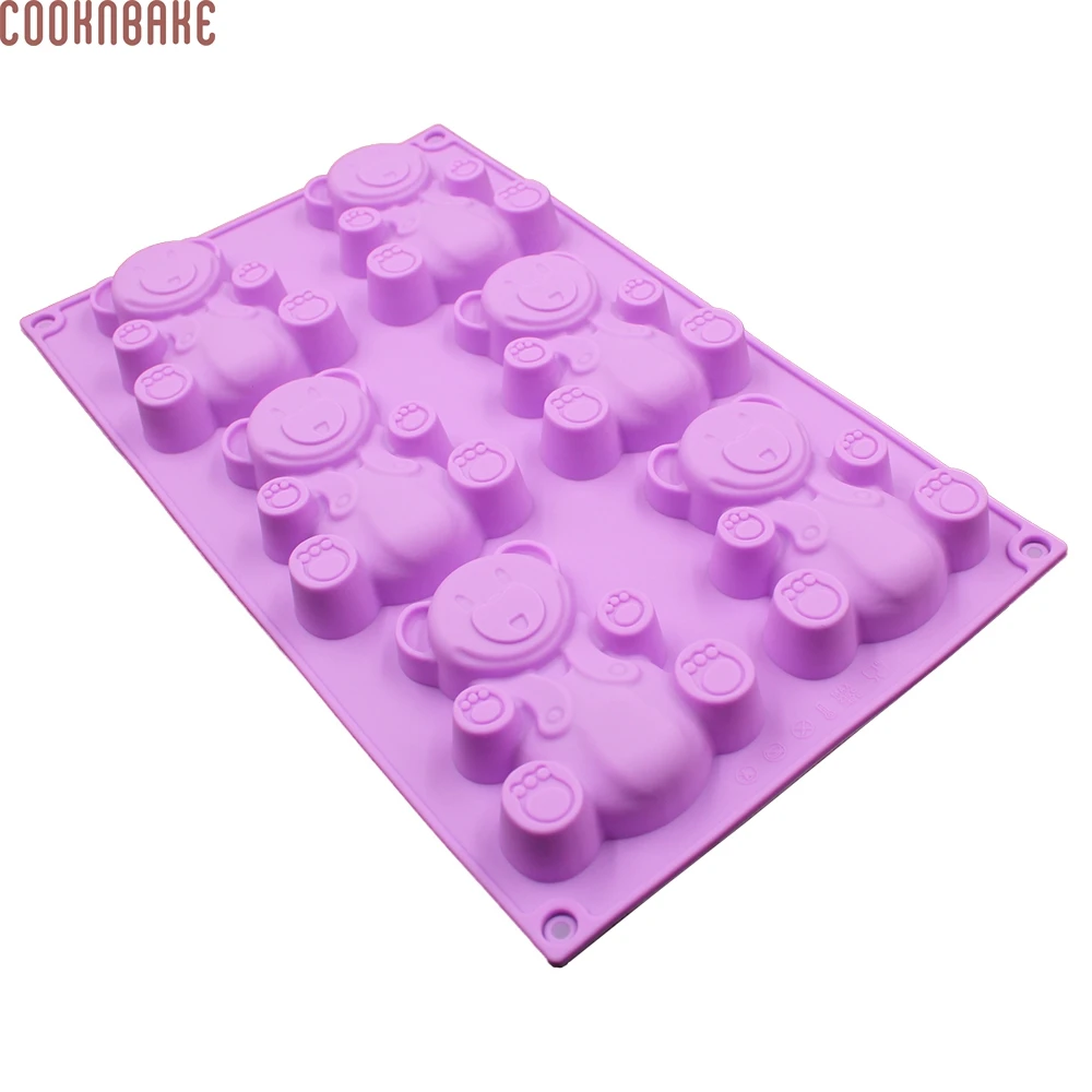COOKNBAKE DIY 6 Lattices Bear-Boy DIY Silicone Cake Mold Pudding Bakery Cookies Baking Mold CDSM-066